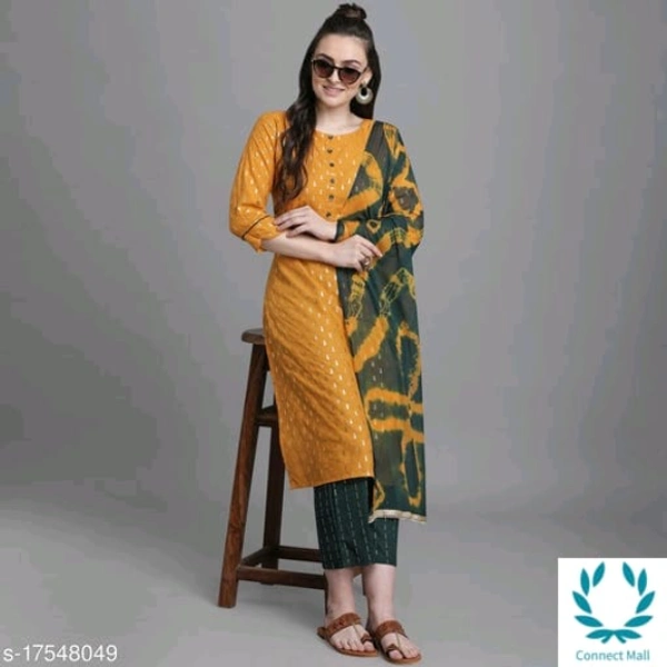 Women Cotton Straight Printed Long Kurti With Palazzos - L
